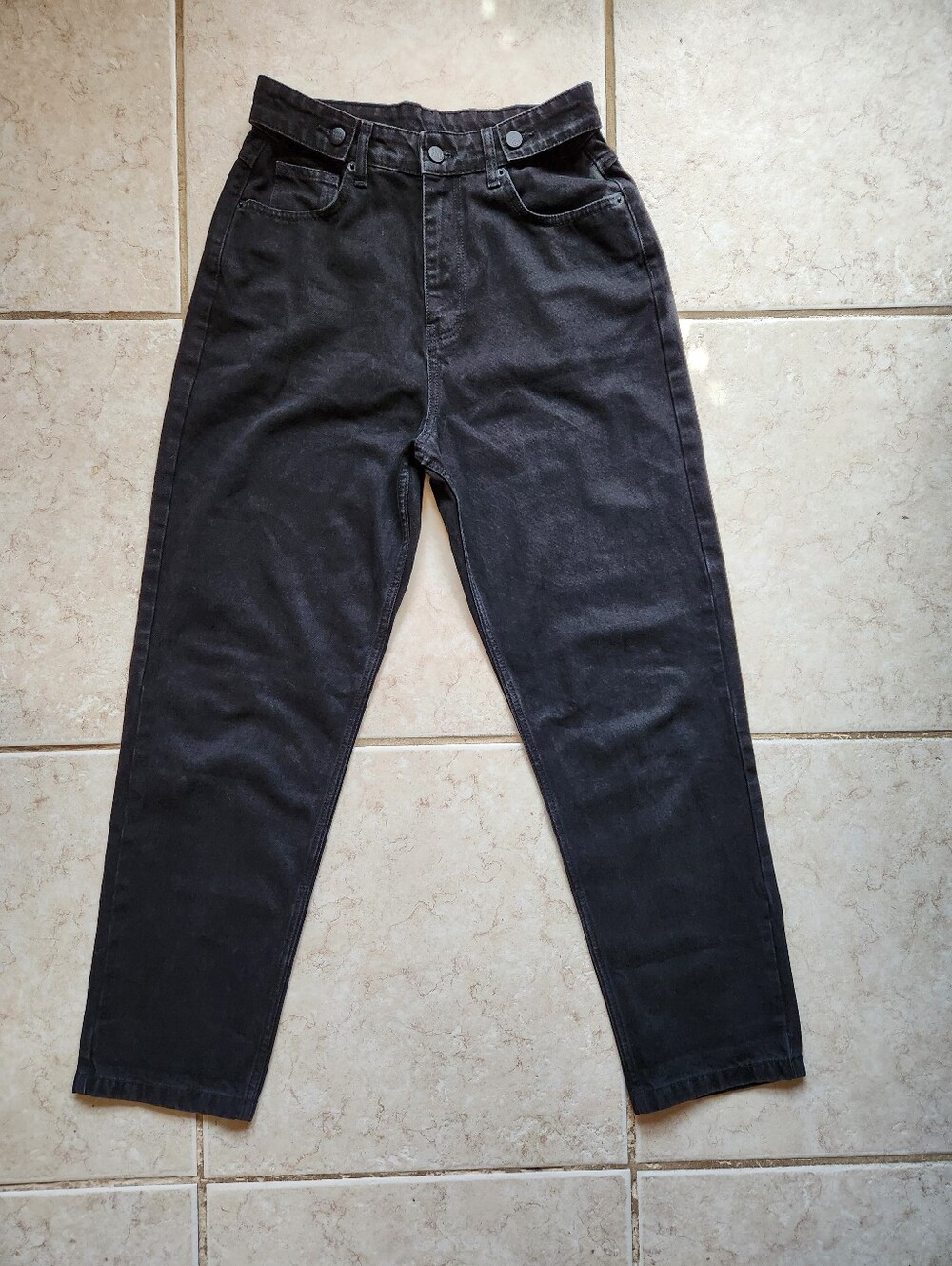 Mary Wyatt London The Jean Black Washed High Waist Straight Denim Jeans W28UK 10